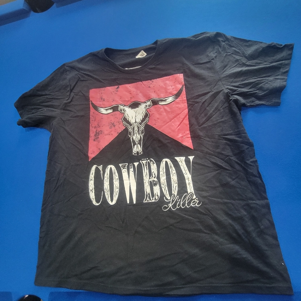 NWOT Black Gildan "Cowboy Killer" Graphic Tee / Skull / 100% Cotton / Size 3XL